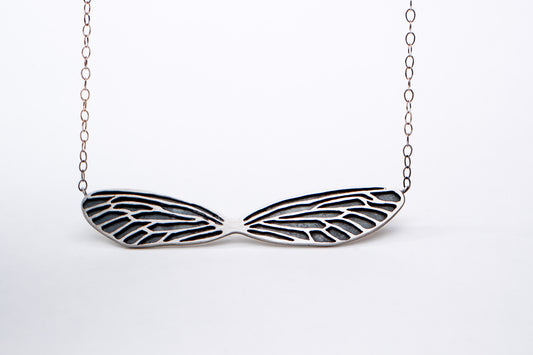 Silver Cicada Wings Necklace