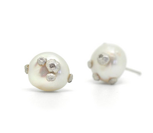 Pearl Studs with Barnacles
