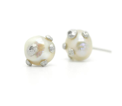 Pearl Studs with Barnacles