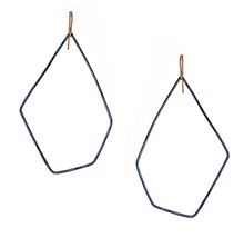 Load image into Gallery viewer, Hex hoops oxidized silver earrings