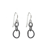 Load image into Gallery viewer, Small Organic Oxidized Link Earrings with Sterling silver earwires