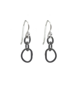 Small Organic Oxidized Link Earrings with Sterling silver earwires