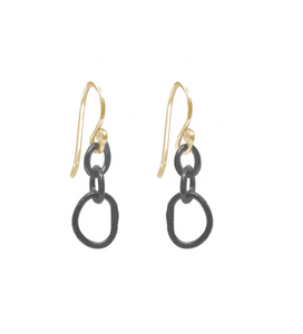 Small Organic Oxidized Link Earrings with Goldfill earwires