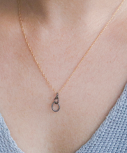 Load image into Gallery viewer, Small Oxidized Organic Link Necklace with Gold fill Chain