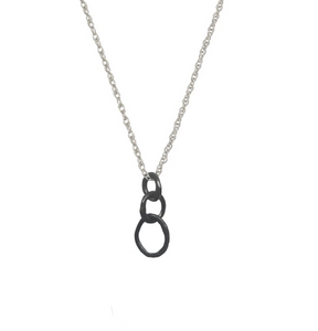 Small Oxidized Organic Link Necklace with Sterling Chain