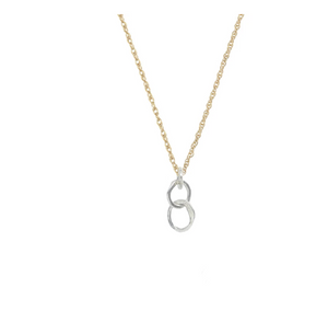 Small Sterling Organic Link Necklace with Gold fill Chain