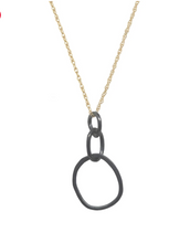 Load image into Gallery viewer, Large Oxidized Organic Link Necklace with Gold fill Chain