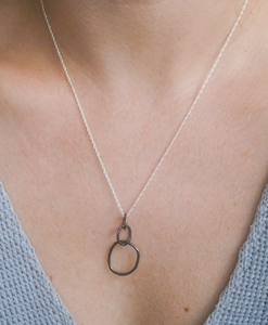 Large Oxidized Organic Link Necklace with Sterling Chain