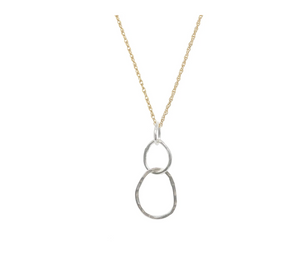 Large Sterling Organic Link Necklace with Gold fill Chain