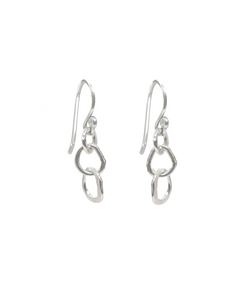 Small Organic Link Earrings in Sterling silver
