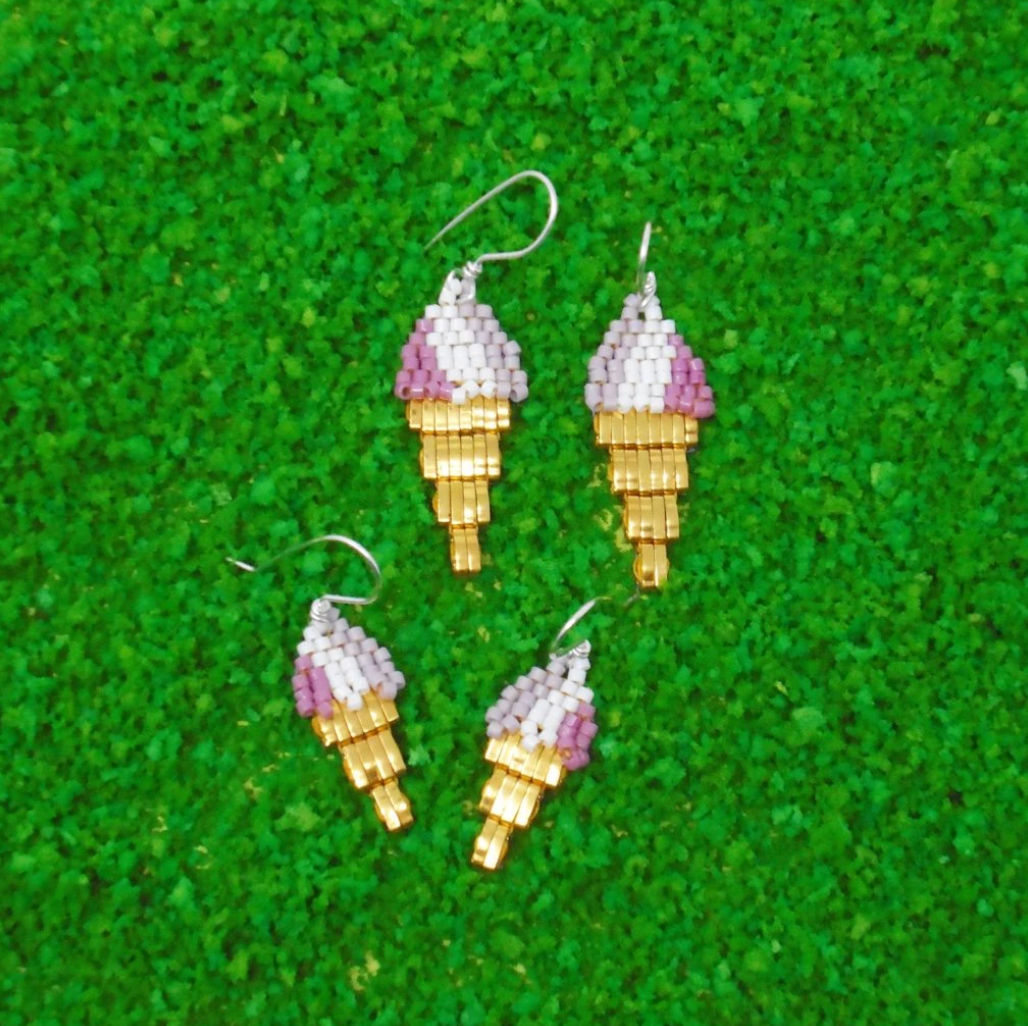 Raspberry Swirl Ice cream Earrings