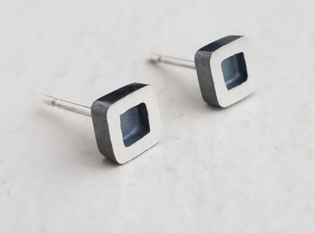 Small Square Border Eclipse Post Earring