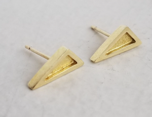 Large Sloped Border Triangle Eclipse Post Earrings