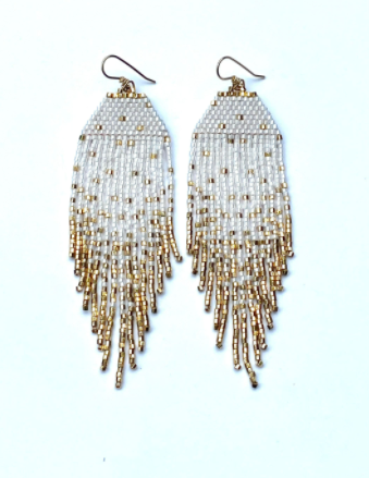 Pearly Pink Gold Flecks Earrings