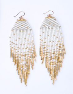 Opal White Gold Flecks Earrings