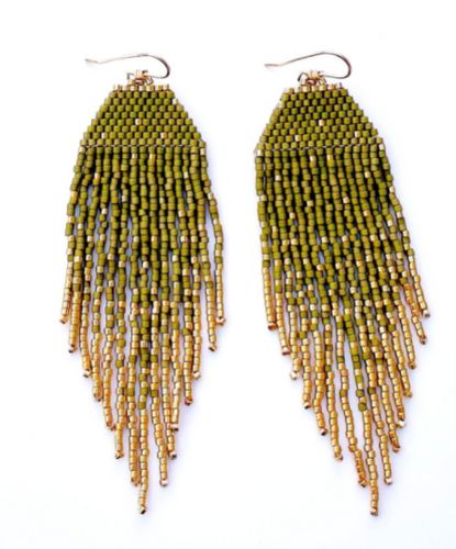 Olive Green Gold Flecks Earrings