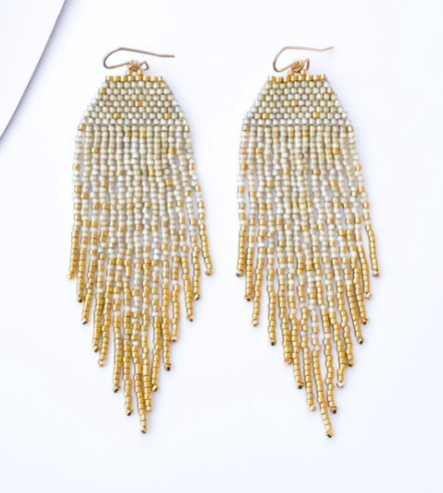 Irridescent & Tan Gold Flecks Earrings