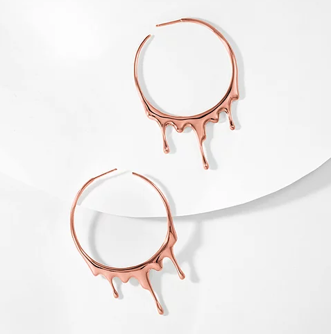 Dripping Circular Hoop Large- Rose Gold