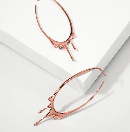 Dripping Oval Hoop Large- Rose Gold