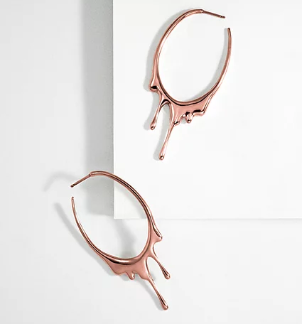 Dripping Oval Hoop Medium- Rose Gold