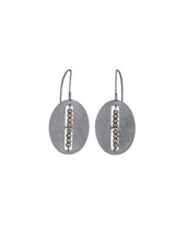 Load image into Gallery viewer, Carved Oval Segment Earrings with Pyrite