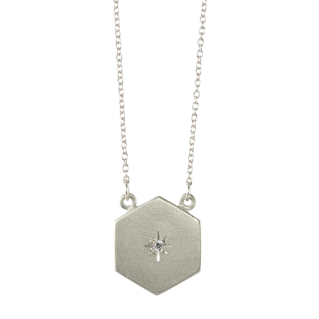 Sterling Silver Starry Sky Hexagon Necklace