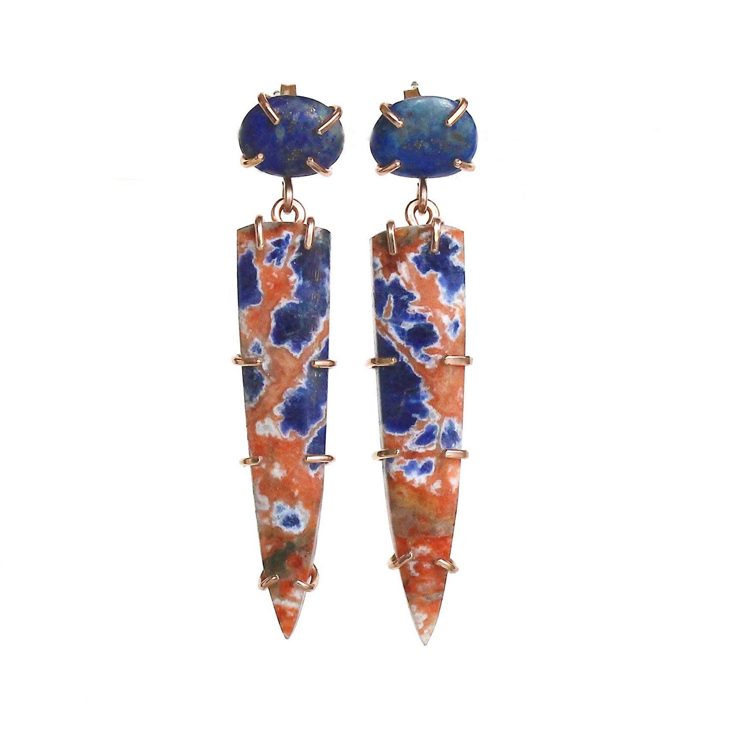 Lapis Lazuli and Sodalite Drop Stud Earrings