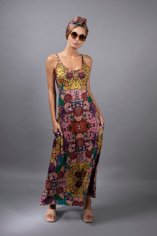 GOLDEN GARDEN SLIP MAXI DRESS