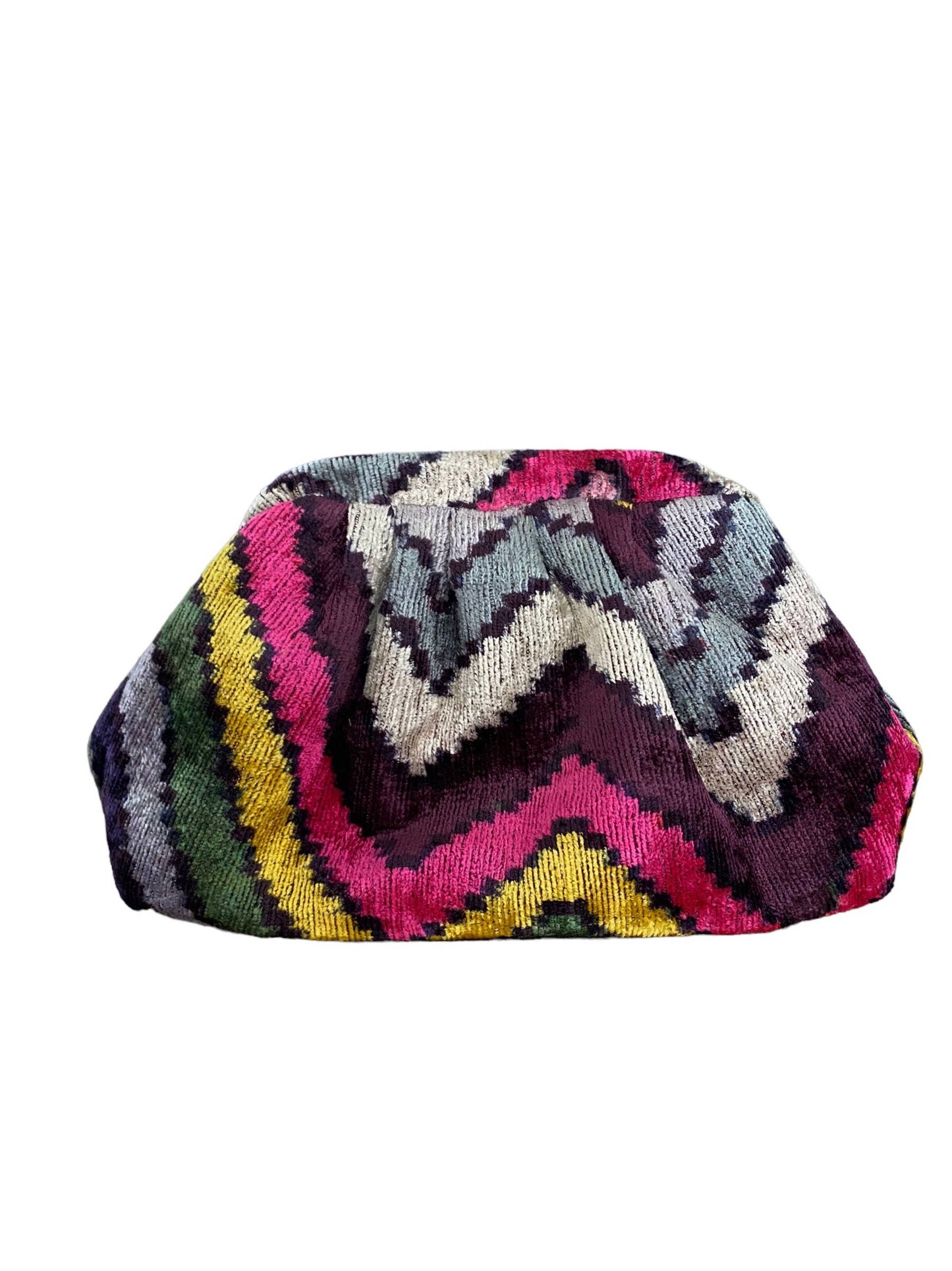 Silk Velvet Ikat Rainbow ZigZag Soft Clutch