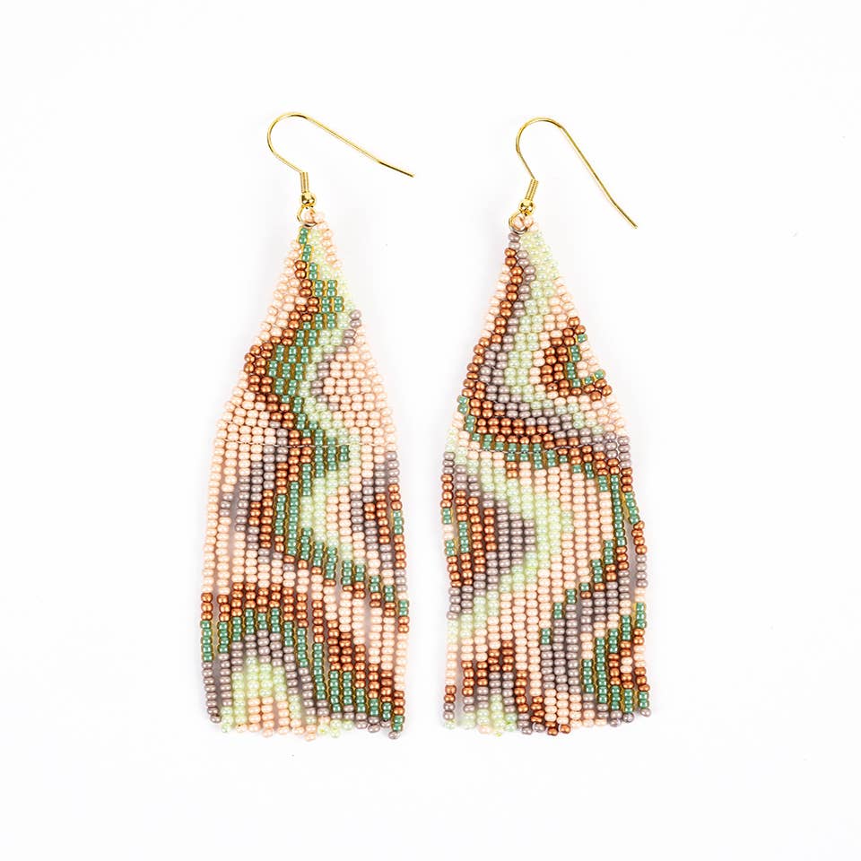 Sea foam Sand Psychedelic Fringe Earrings