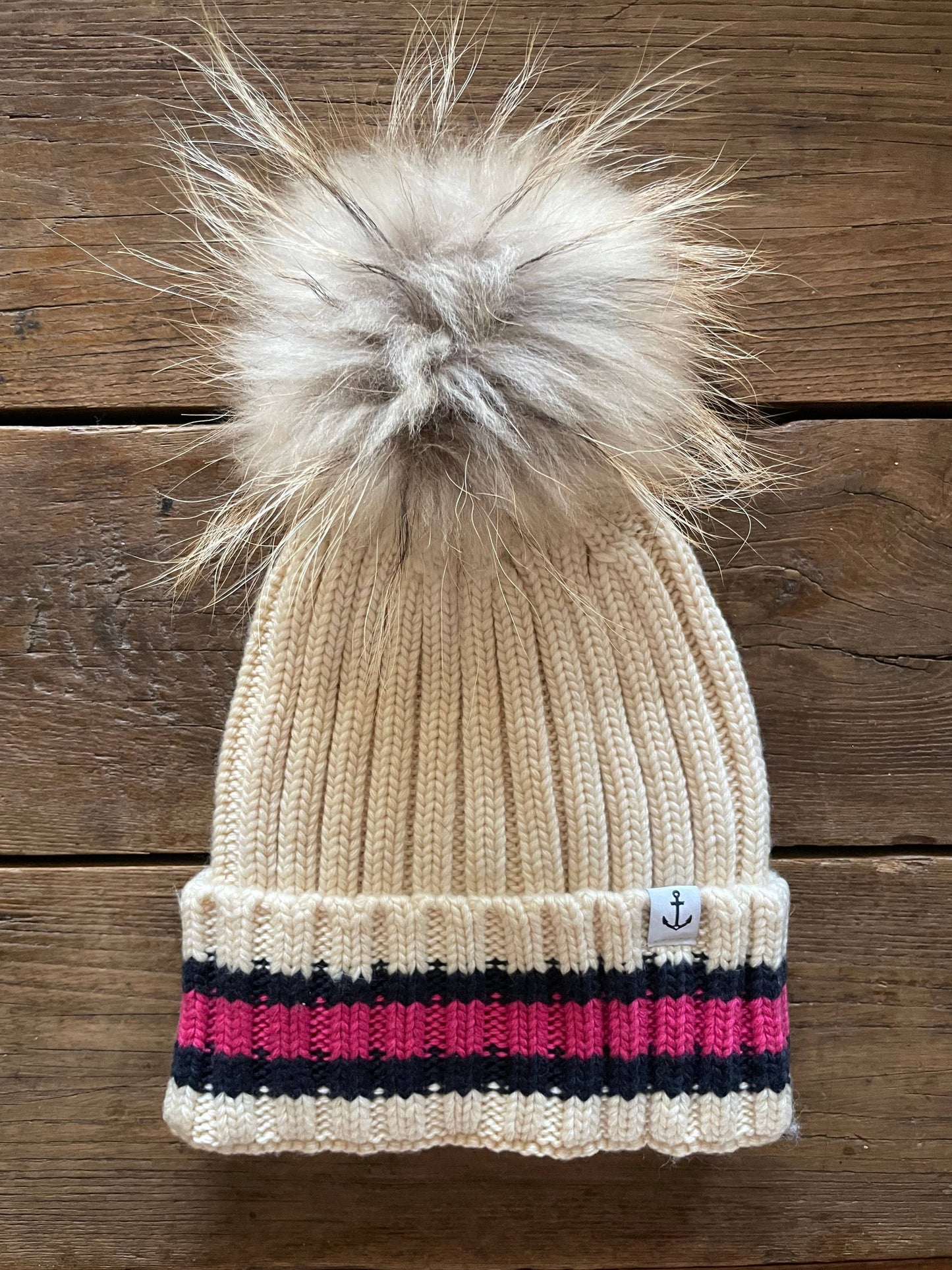 The OG Buoy Beanie | Cream/Raspberry/Navy