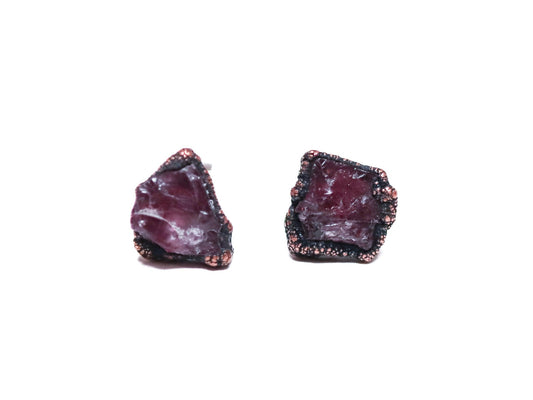 Raw Spinel studs | Rough Spinel earrings