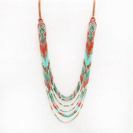 Mayan Loom Multi Strand Long Necklace