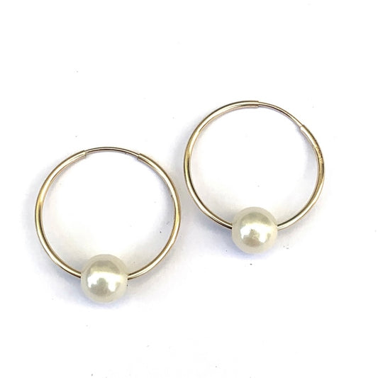 "Venice" Pearl Hoop Earrings