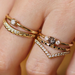 14K Gold band with black diamonds