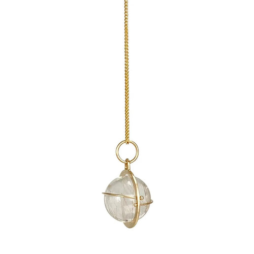 Captured Rutilated Quartz Orb Necklace