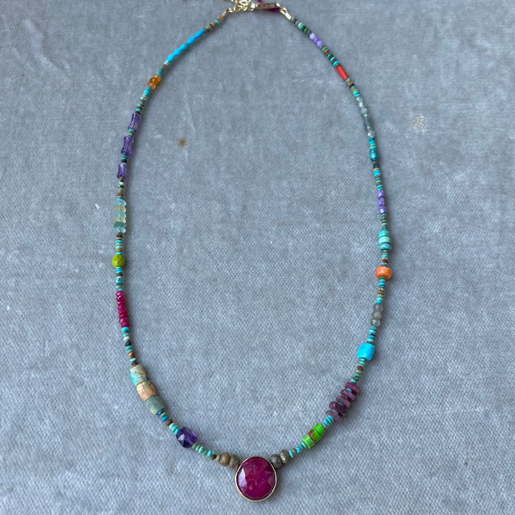 Ruby and Afghan Turquoise Necklace