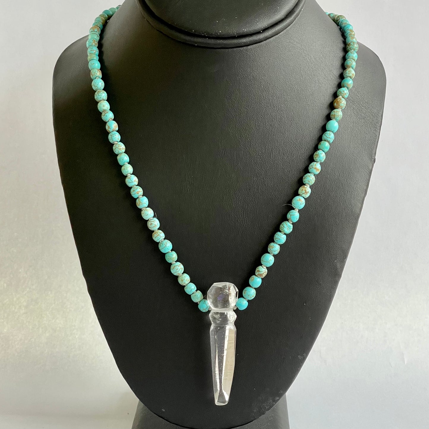 Carved Crystal and Turquoise beads Necklace