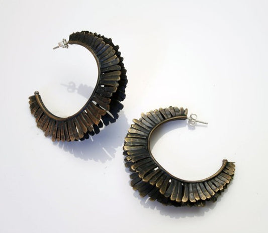 Bronze Double Feather Hoops