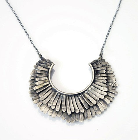 Bronze Feather Necklace on Sterling Chain