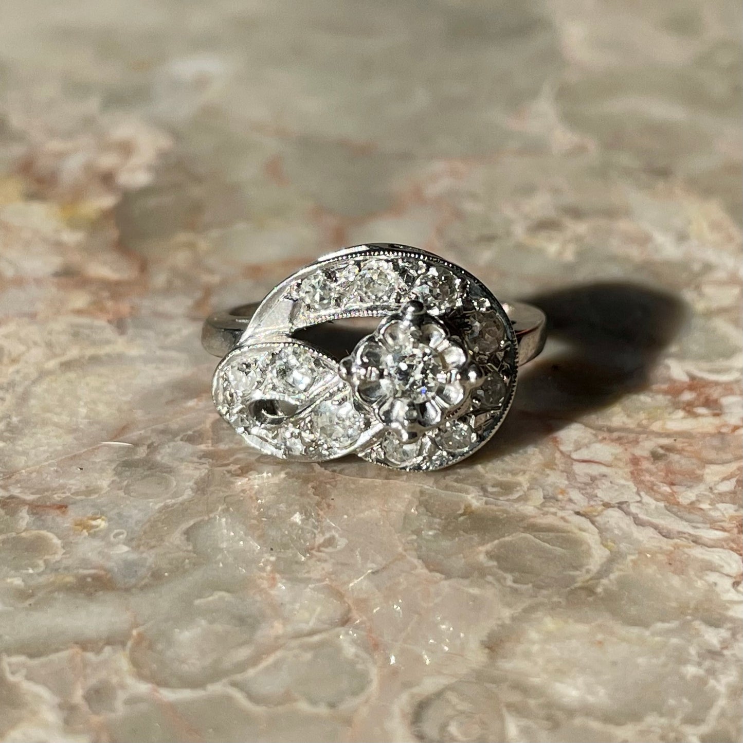Deco "Ampersand" Diamond Cocktail Ring