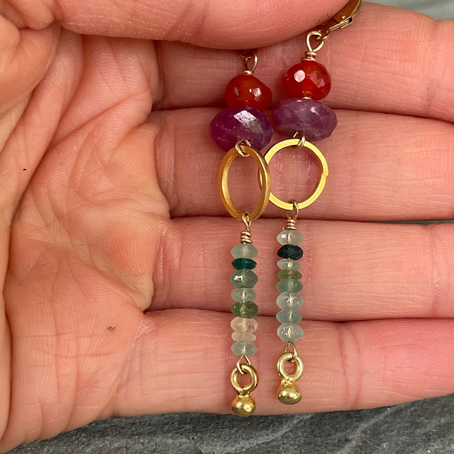 Semi-Precious Dangle Earrings with circles
