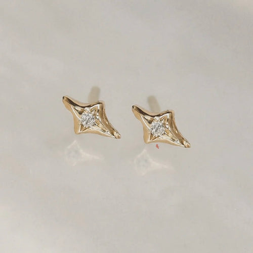 North Star Stud Earrings- Gold