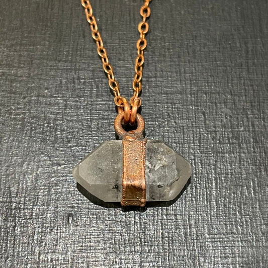 Anthraxolite Quartz on Copper Chain