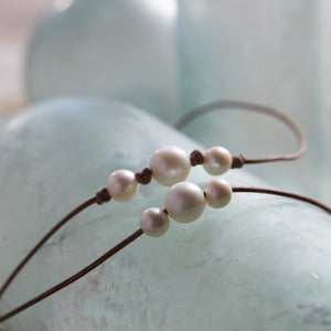 "Daisy" 3 Freshwater Pearls Knotted Necklace
