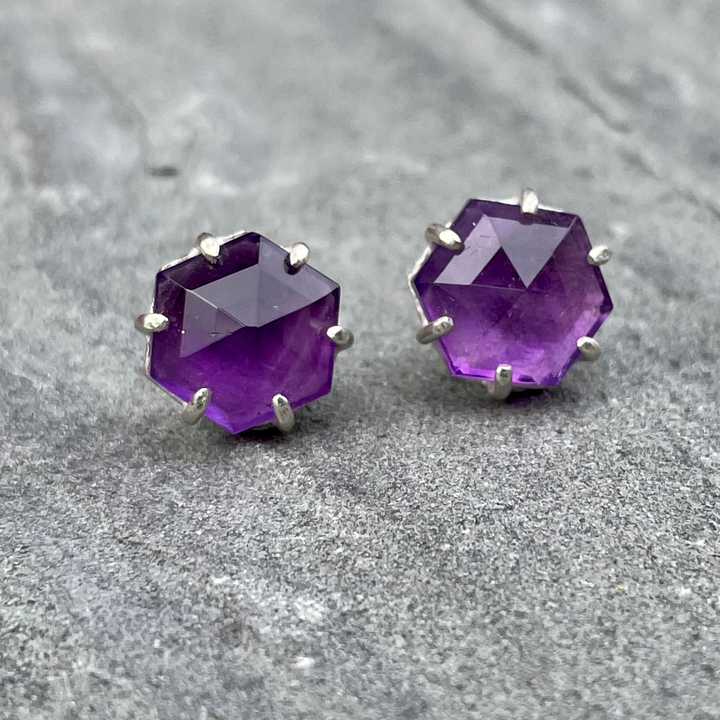 Amethyst Hexy Studs