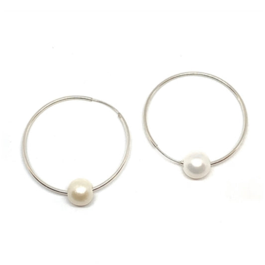 "Monaco" Pearl Hoop Earrings