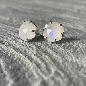 Rainbow Moonstone Hexy Studs