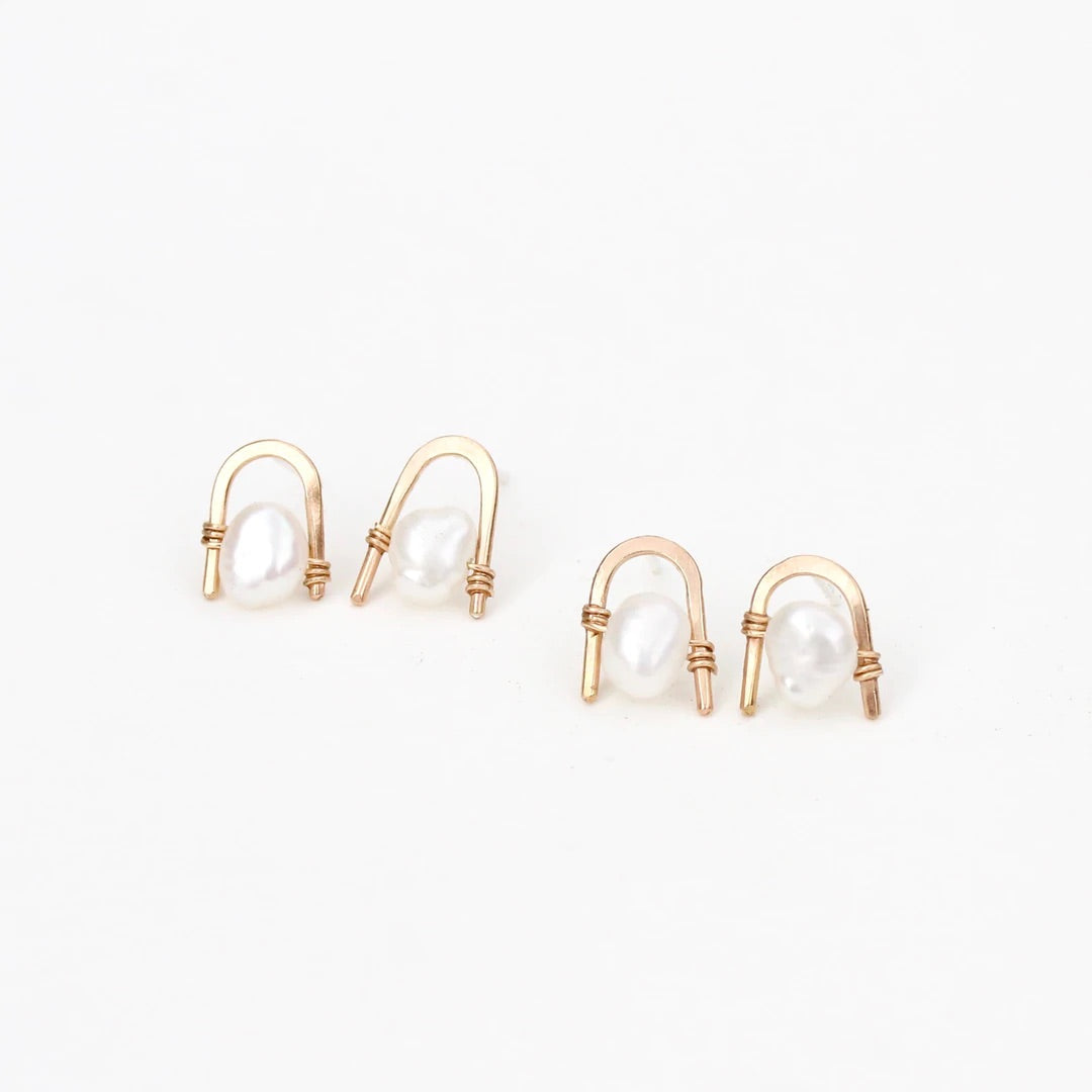 White Pearl Staple Studs