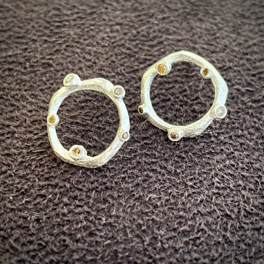 Sterling Circles with Chocolate Diamonds
